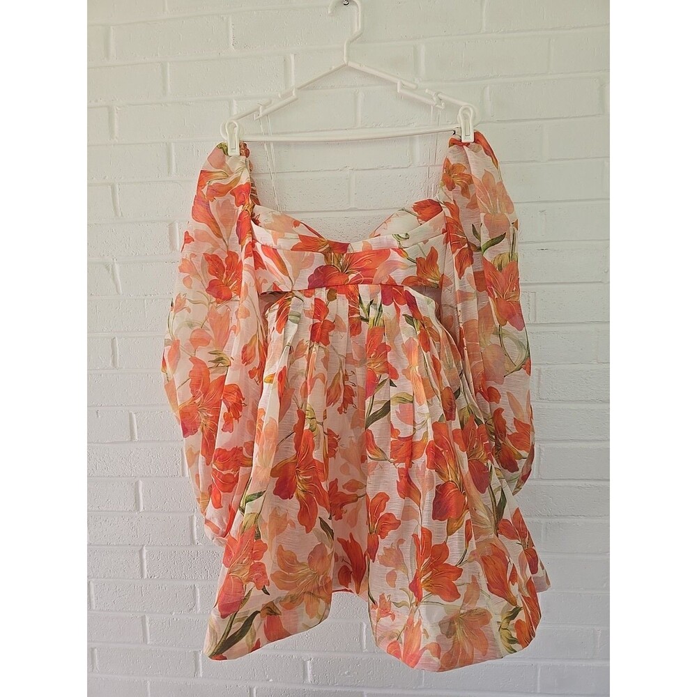 Zimmermann Matchmaker Tranquillity Floral Print Linen Silk Mini Dress Sz. 1/US 6 - Picture 3 of 14